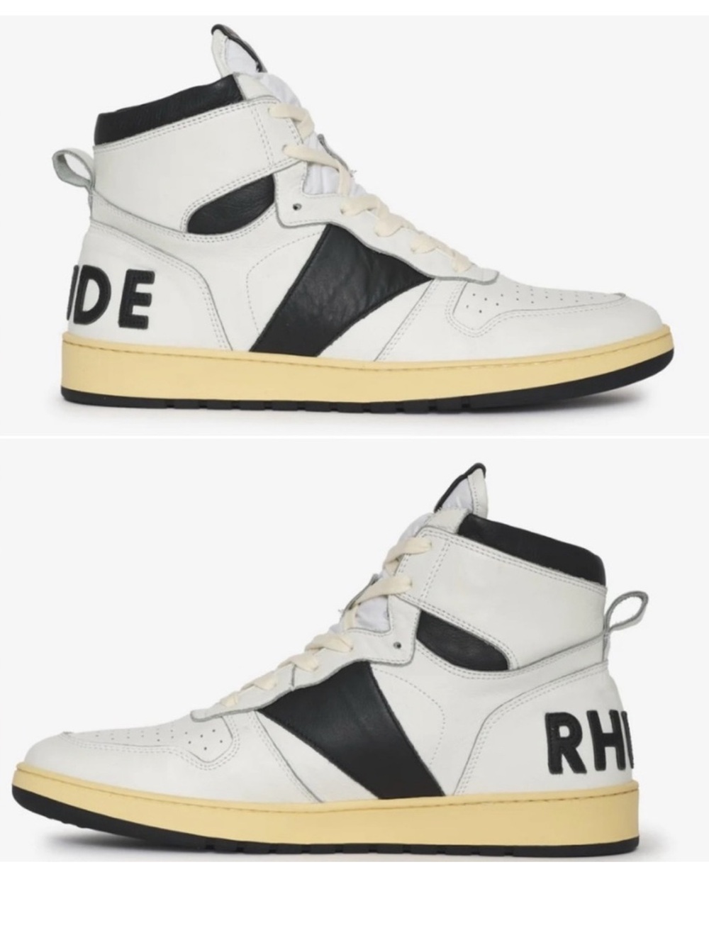 RHUDE White and Black High-Top Sneakers, NEW IN BOX